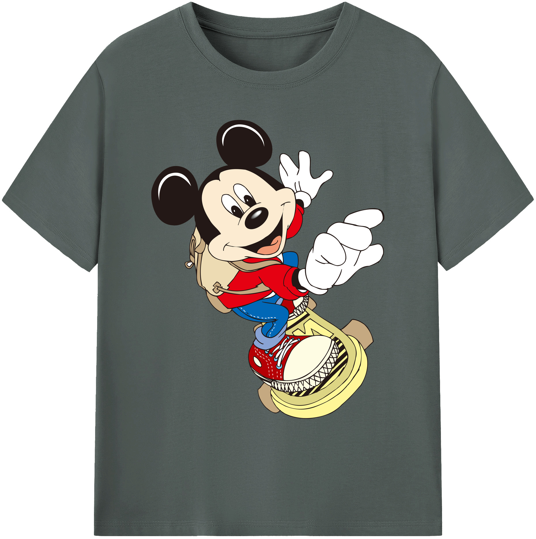 ミッキーマウス Mickey Mouse 綿100％ メンズ半袖Tシャツ｜肌触りやわらか＆通気性